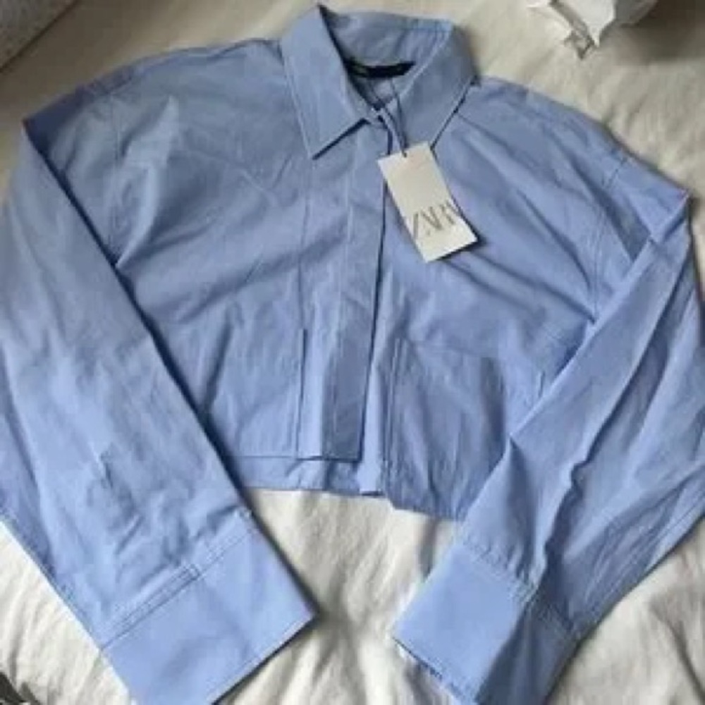 Zara Crop Top Button-Up Shirt